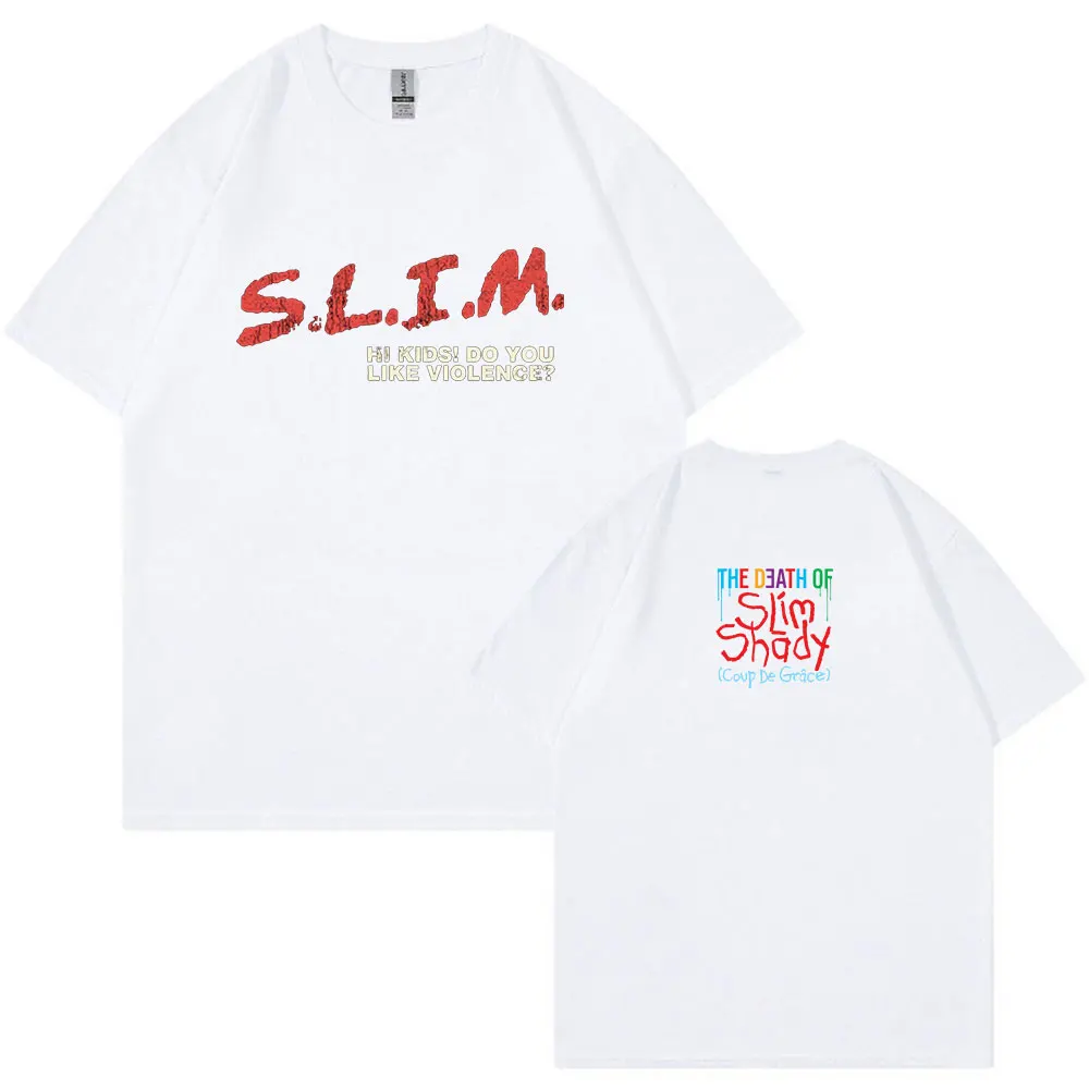 Rapper Eminem The Death of Slim Shady 2024 Album T-shirt Men Women Fashion Hip Hop T Shirts 100% Cotton Casual Oversized T Shirt