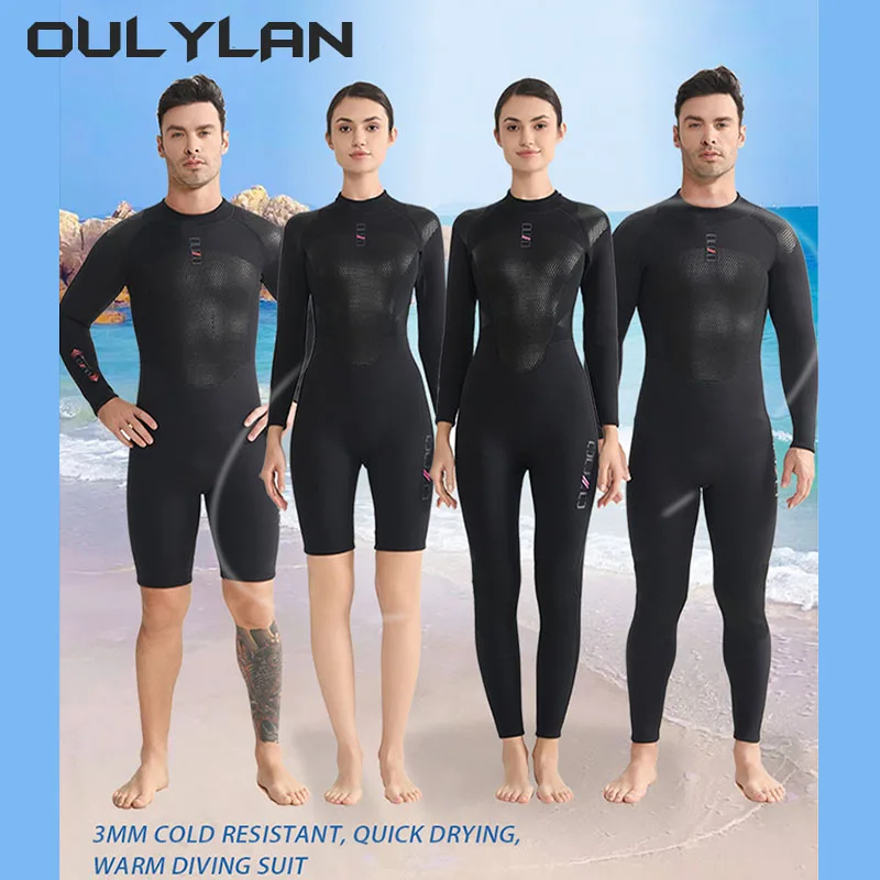 Oulylan 3mm Neoprene Diving Suit For Men Women Quick Drying Surfing Suit Wetsuit Full Snorkeling Scuba Diving Suits One Piece