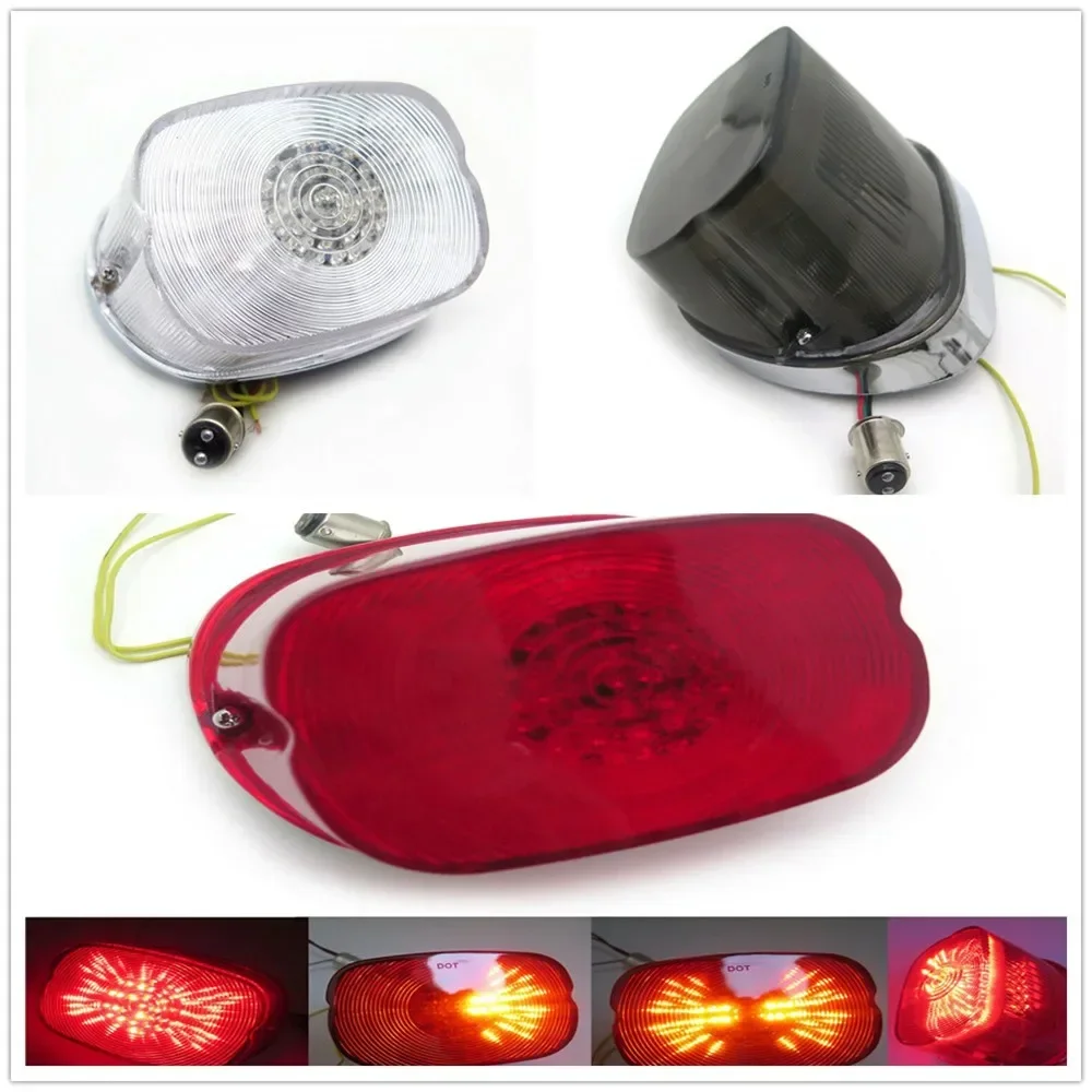 For 1991-2010 Harley Davidson Sportster Softail Dyna Lay Down Motorcycle Parts Smoke LED Tail Brake Turn Light