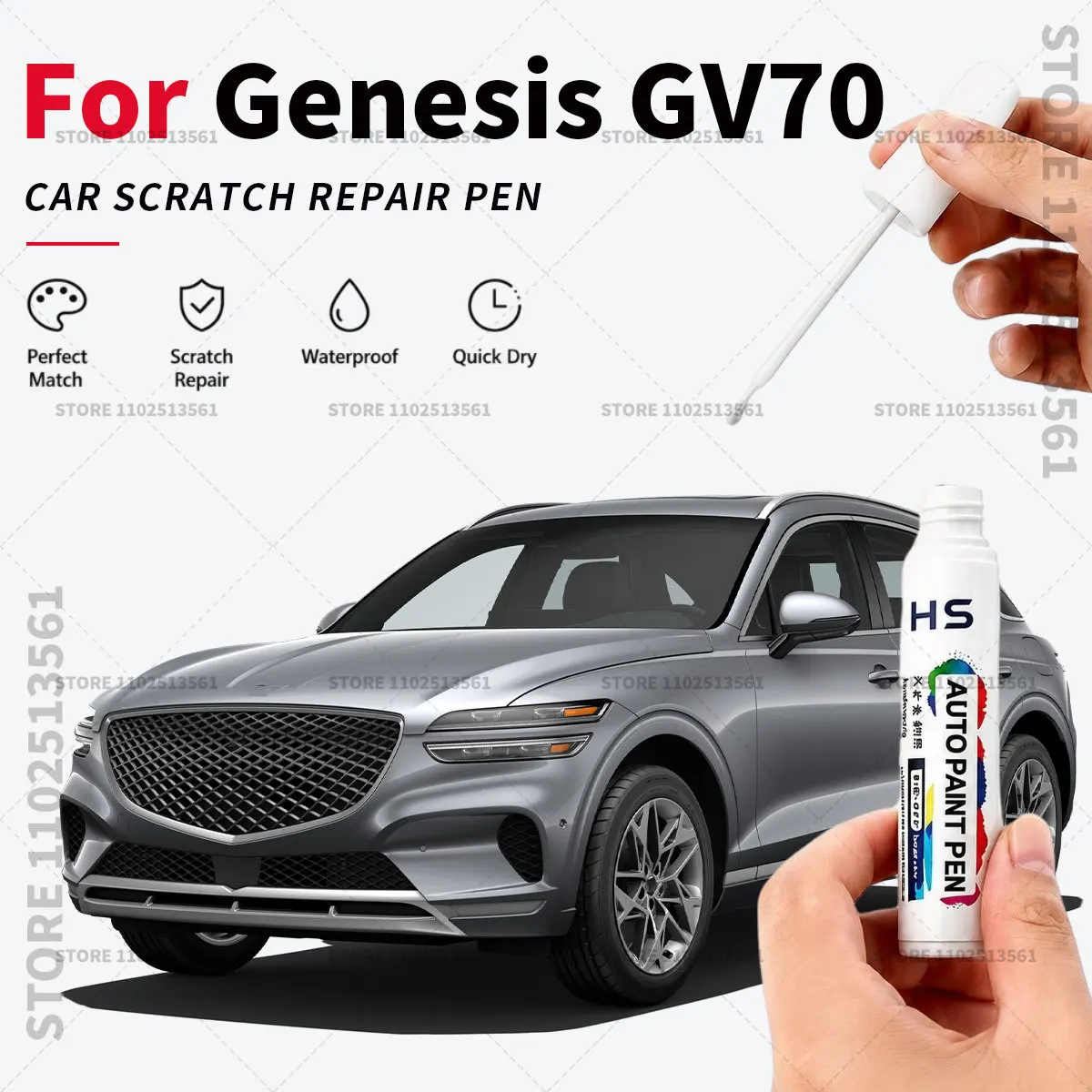 Bolígrafo de pintura para retoques Genesis GV70, reparación rápida de arañazos y golpes en el coche, pincel de pintura, rojo, plateado, Savile Silver, Uyun White, Makal Gray