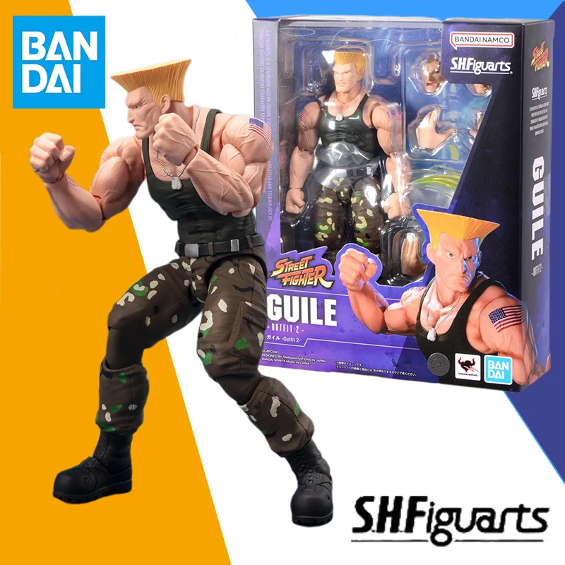 

In Stock Bandai Original S.H.Figuarts STREET FIGHTER Guile -Outfit 2- Anime Action Figure Model Finished Toy Gift for Children
