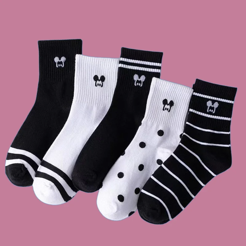 Chaussettes longues à tube moyen pour femmes, coton, confortables, décontractées, lettre, automne, hiver, nouvelle mode, 5/10 paires