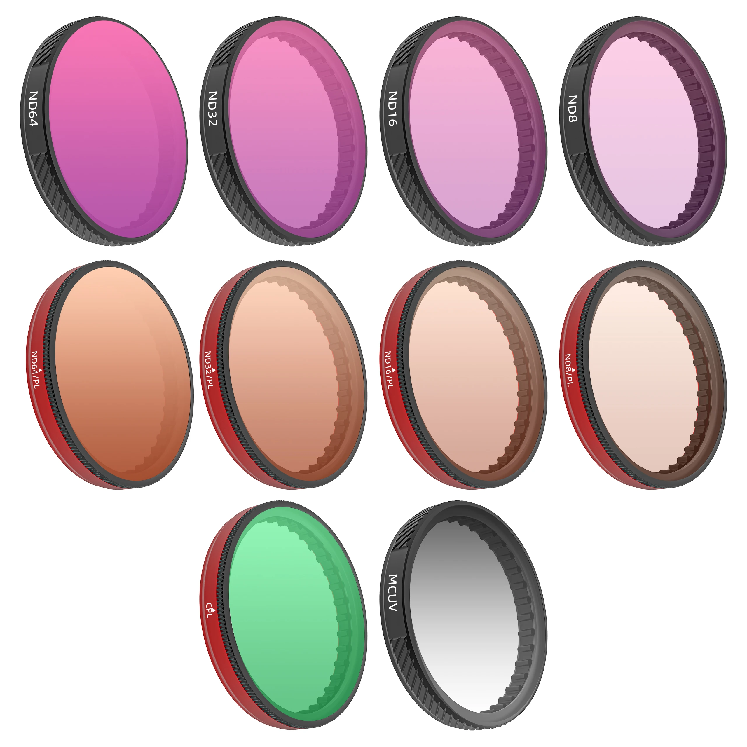 مجموعات مرشح الأشعة فوق البنفسجية/CPL/ND لـ DJI Action 5 Pro/4/3 قابل للتعديل CPL ND64 يعتم مرآة ND8/PL إطار من سبائك الألومنيوم