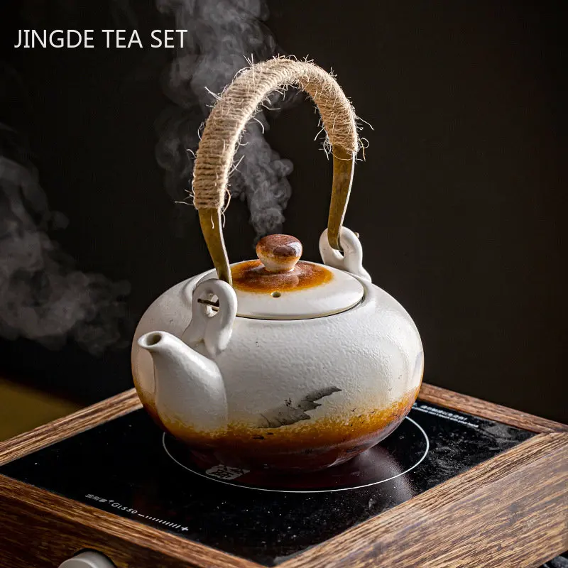 Japanese Ceramic Large Capacity Teapot Vintage Girder Pot Hand Painted Filter Tea Infuser Tradition  Tea Sets Accessories 680ml