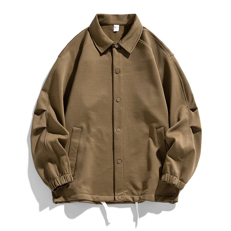 

High-end Spring Autumn Coat Men Bomber Jacket Single-breasted Vintage Outerwear Outdoor Tops Casual Loose Design Streetwear New