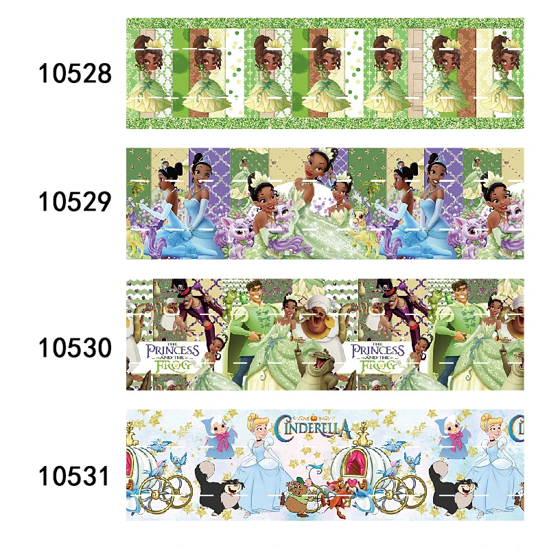 Printed Disney Tiana Princess Cartoon Grosgrain Ribbon for Hairbows DIY Gift Wedding 10yards Craft Supplies Handmade Materials