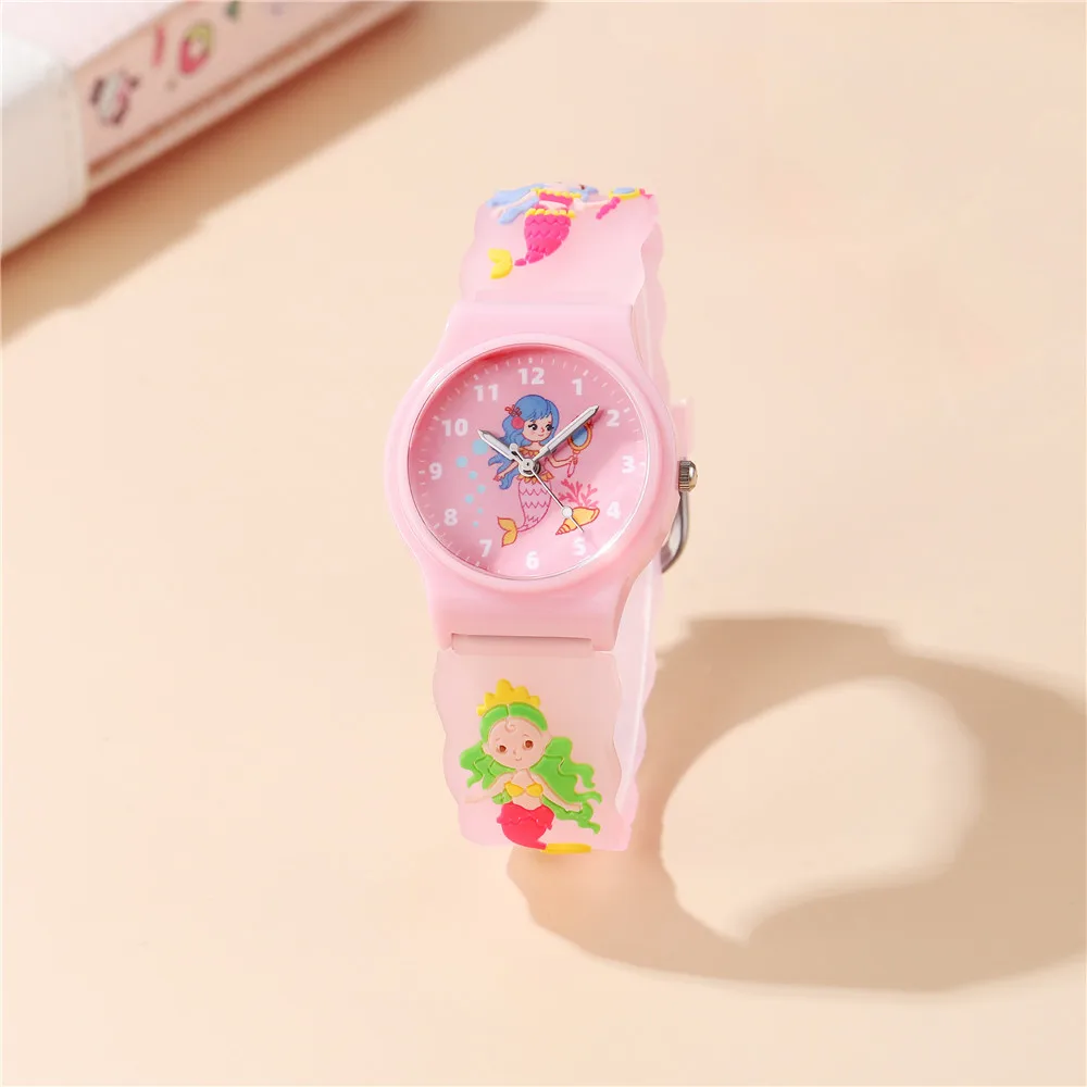 Cute mermaid style silicone band quartz watch Cartoon girls Children's watch