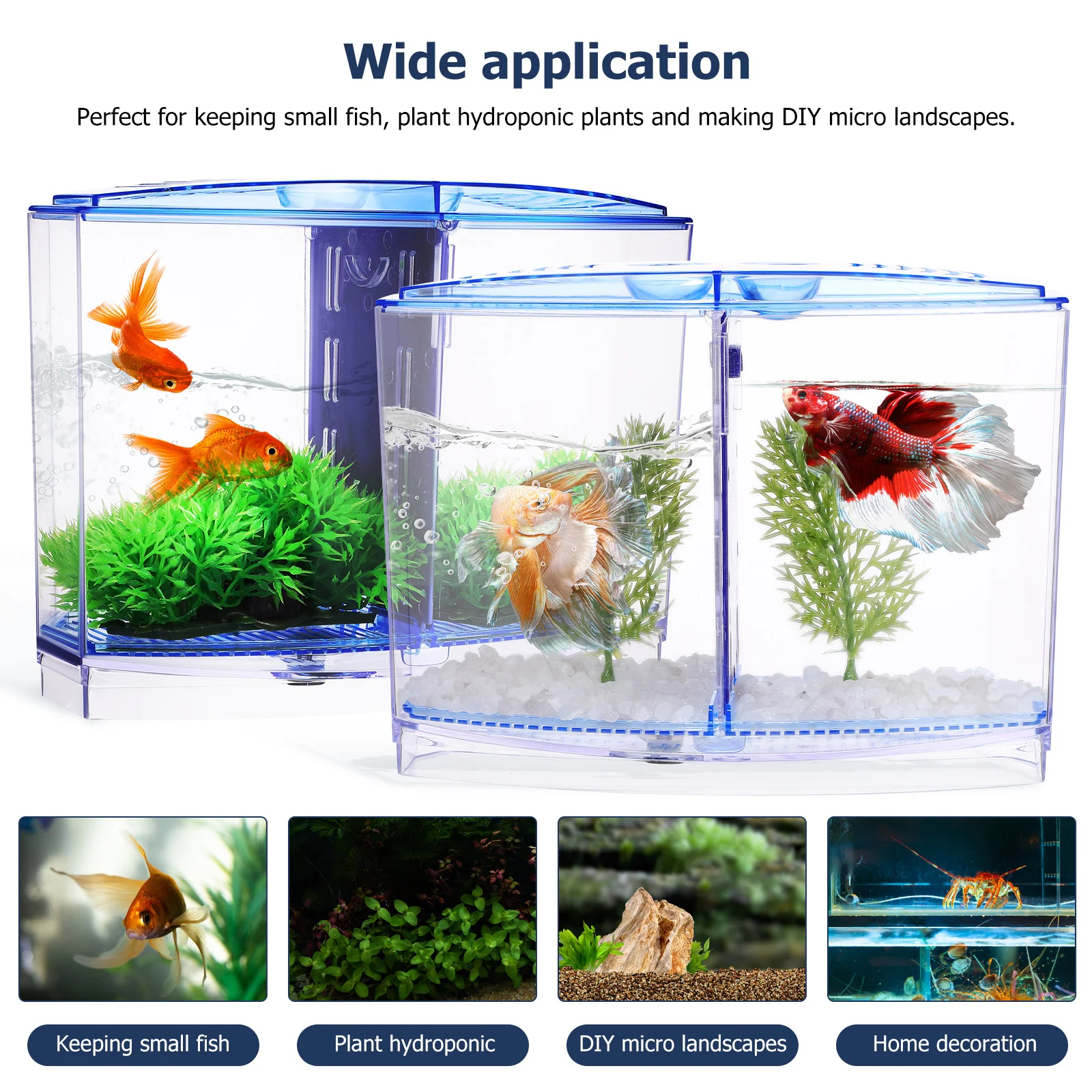 

1Set Plastic Fish Tank Desktop Aquarium Artificial Plants Kit Mini Reptile Box Fish Breeding Decoration for Hydroponics
