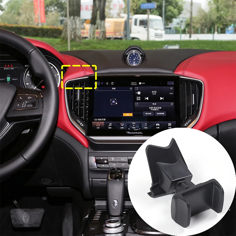 For Maserati Ghibli 2014-2022 ABS Black Car Air Vent Mobile Phone Holder GPS Navigation Bracket Car Accessories