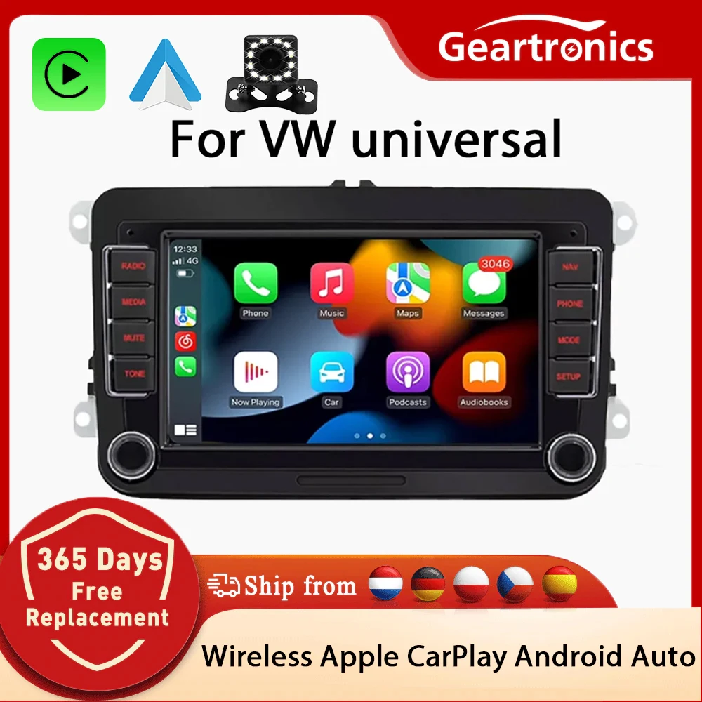 Gearelec 2din Android Auto Car Radio For VW Tiguan Touran Caddy Jetta Polo Passat Seat Multimedia Player Stereo GPS Nav WiFi