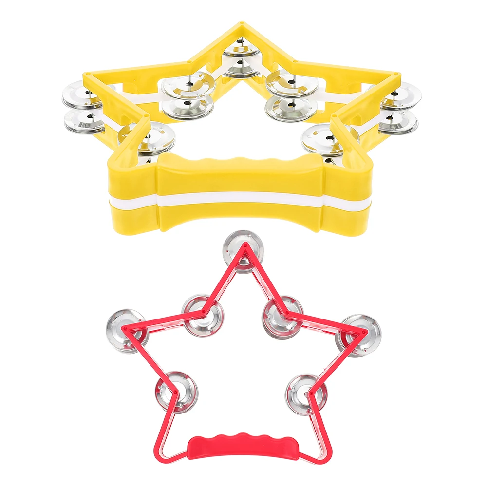 

2pcs Handheld Handle Jingle Bells Musical Jingles Tambourines Enlightenment Cheer Props For Kids Party Birthday Gift