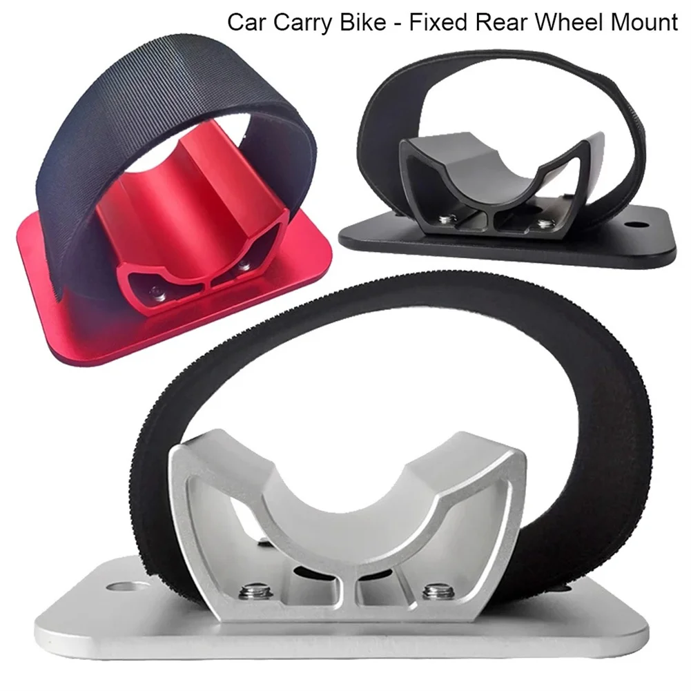 

Car Bike Rear Wheel Rack Mount, Aluminum Alloy Bicycle Rooftop Carrier, Nylon Fixing Band Fastener Design Quick Release Bracket