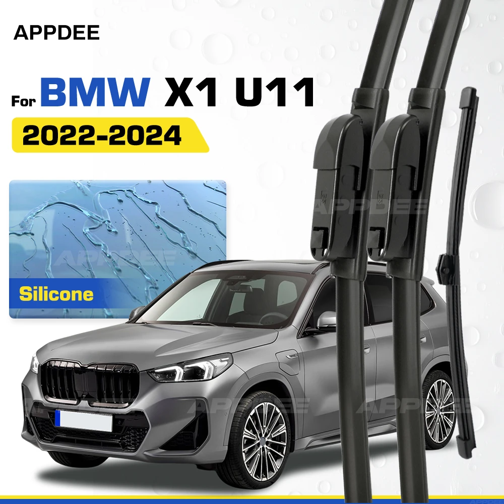 Silicone & Rubber LHD&RHD Front & Rear Wiper Blades Set For BMW X1 U11 2022-2024 Coated Windshield Windscreen Brushes