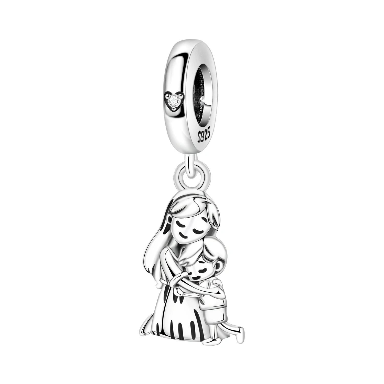 

PANPOKI 925 Sterling Silver Mother And Child Embracing Charms Beads Pendant Fit DIY Bracelet Necklace Jewelry Souvenir Gifts