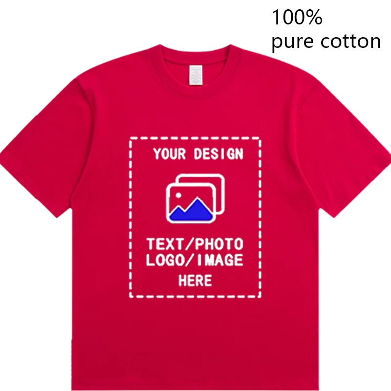 Dubbelzijdig op maat bedrukt DIY gepersonaliseerd op maat gemaakt 220G dik T-shirt voor teamuniformen en aanpassing van werkkleding