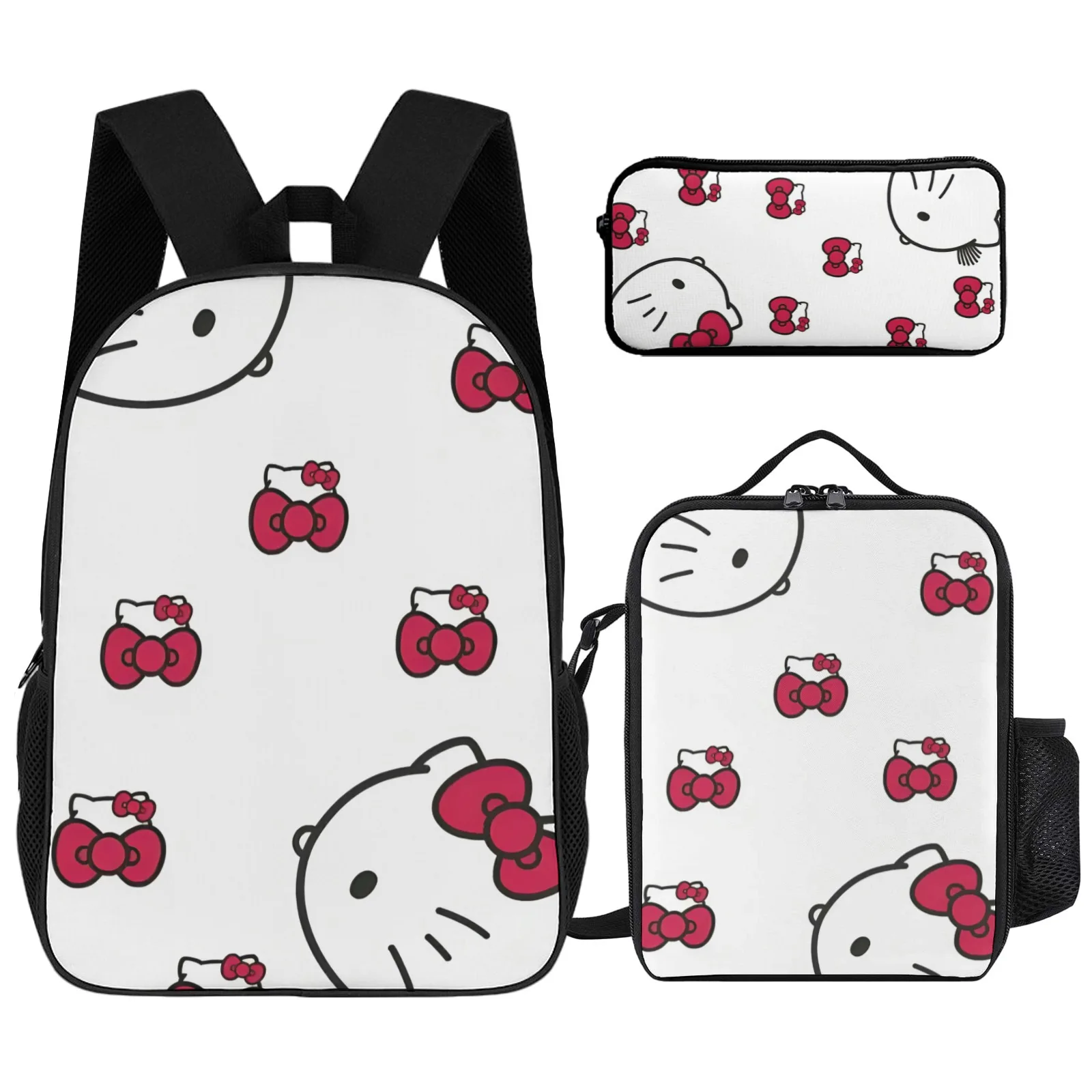 

Hello Kitty Mochila Escolar Printed Zipper Backpack Book Bag School Bags For Girls 17 Inch Pencil Case School Backpack Lunch Ba