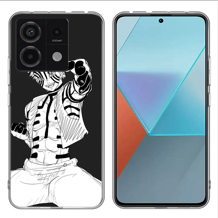 Akaza Demon Slayer Anime Clear Phone Case For Xiaomi Redmi Note 11 11S 11T 11E 10 10S 9 9S 9T 8 8T Pro 7 K70 K60 K20 TPU Pattern