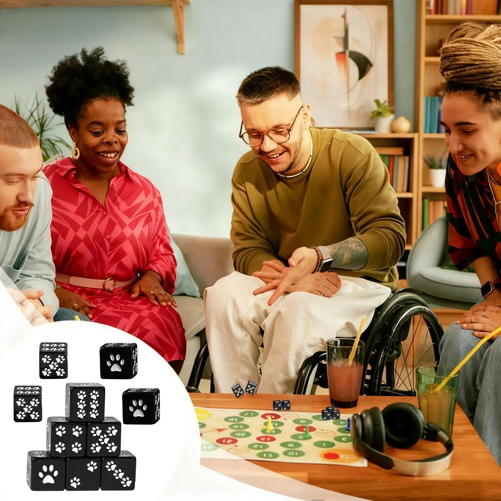 لعبة الطاولة النرد عرض الديكور 10 قطع القط باو نمط مجلس لعبة النرد للتخييم المنزل نزهة عنبر السفر الأسرة #3