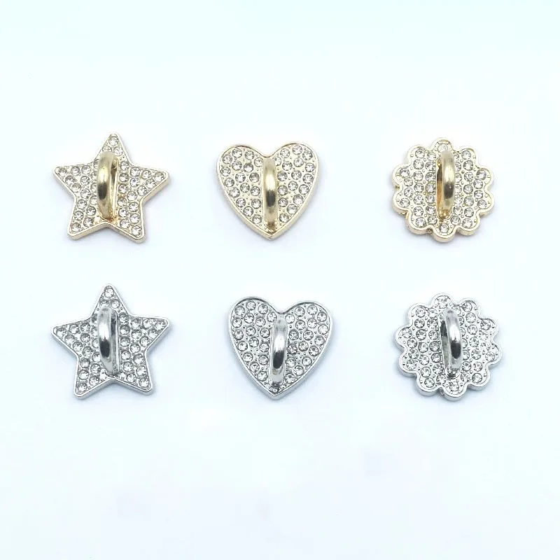 

2Pcs Rhinestone Metal DIY Phone Case Accessories Adhesive Pendant Star Love Flower Base Pendant Universal Shining Hook