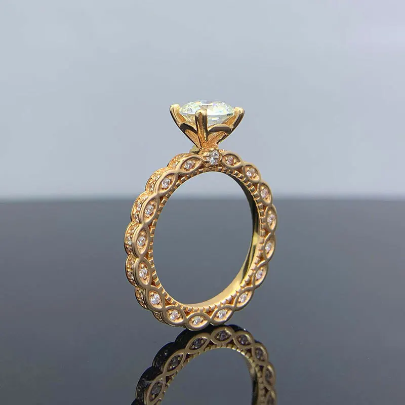 

TY 1-2CT Moissanite 925 Sterling Silver Ring for Women D Color Rose Gold Shining Engagement Ring Fine Luxury Jewelry
