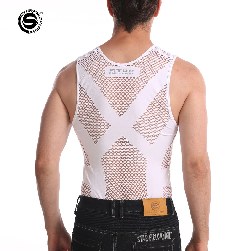 Star Field Knight Mesh perspire Base Shirt Vest Summer traspirante abbigliamento da uomo moto Quick Drying Underwear felpa