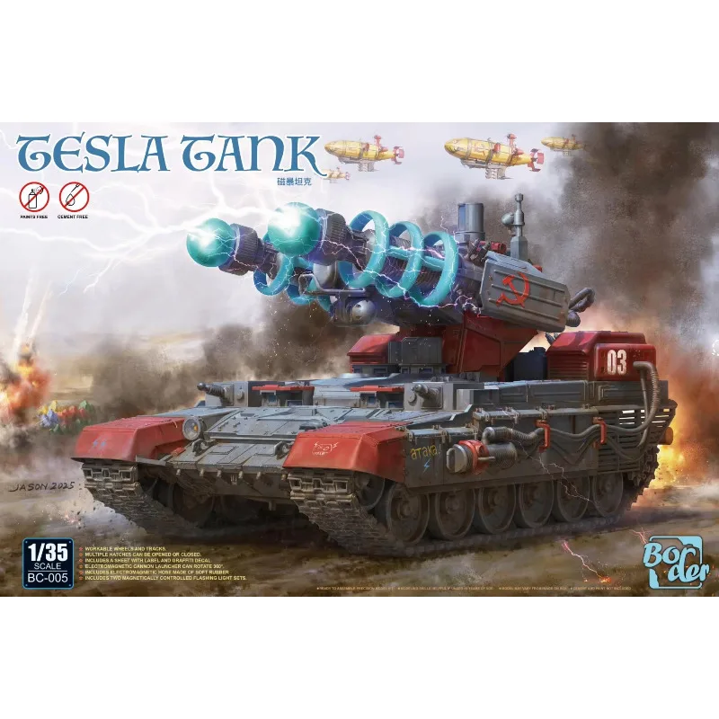 

Border 1/35 Scale BC-005 Tesla Tank GlueFree Gun Turret Movable w/Tesla lamp Assembly model kit