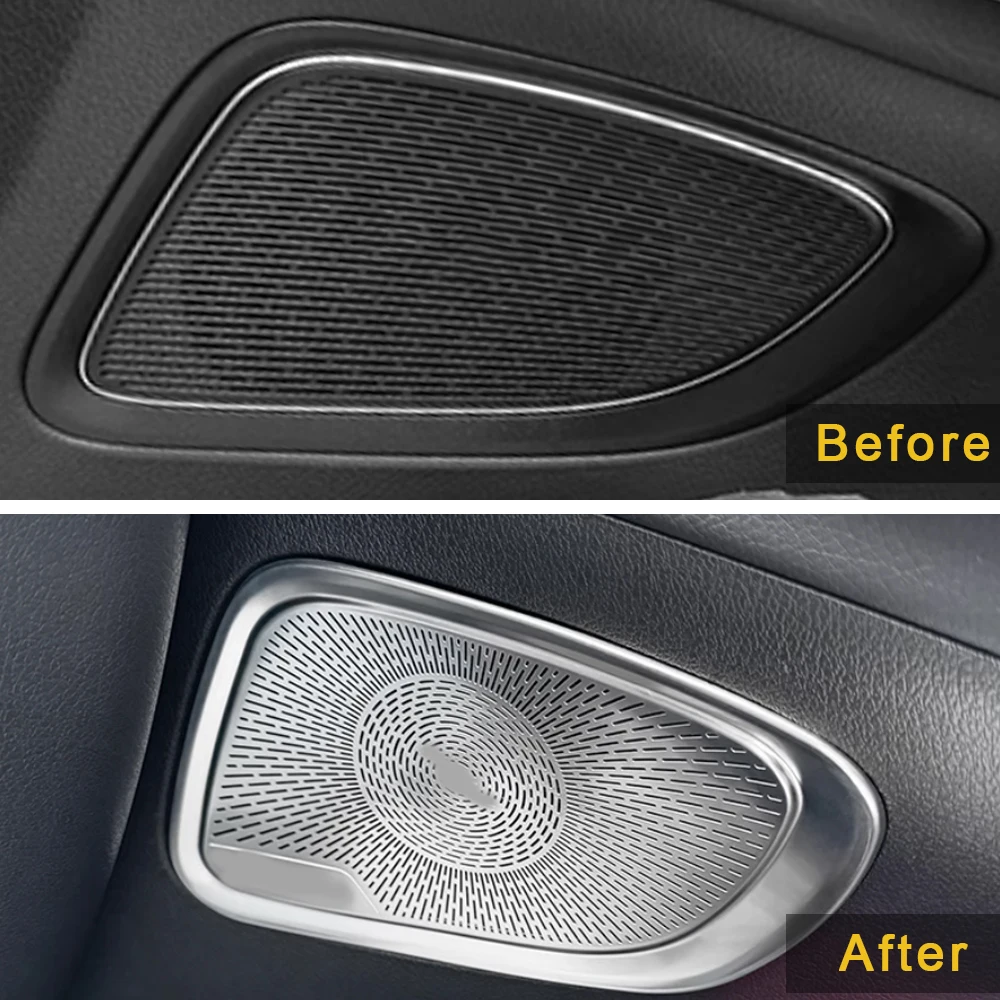 For Mercedes Benz C-Class (W206) 2022 2023 2024 Car 4-Door Audio Speaker Cover Loudspeaker Pad Frame Sticker Interior Accessory