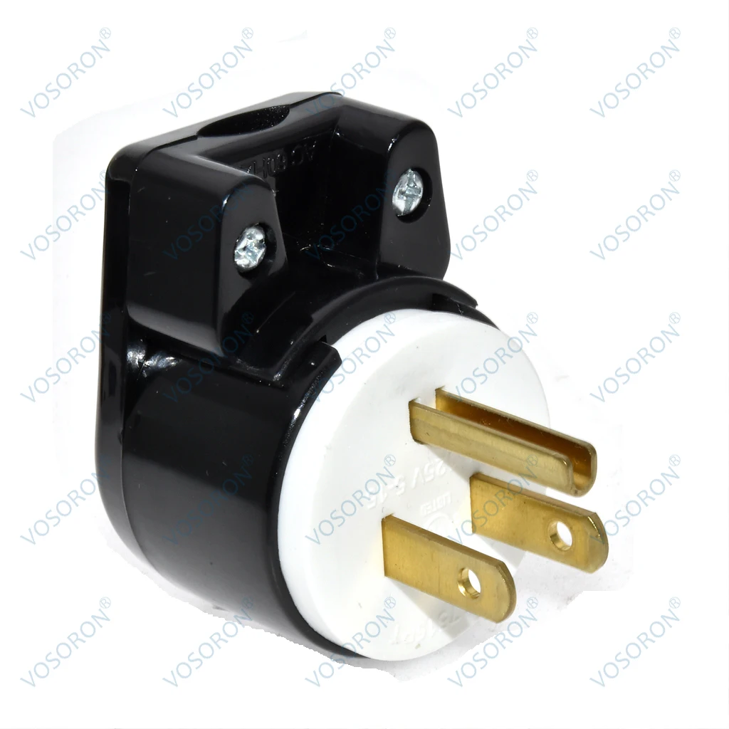 Right Angle Nema 5-15P 15A 125V AC Plug, Easy Assembly 90 Degree USA Canada Male DIY Rewirable 12 Directions Adjustable