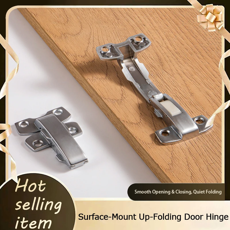 Lift Up Folding Hinge No Drilling Surface Mounted Heavy Duty Thickened Premium Zinc Alloy For Wardrobe Cabinet Wood Door