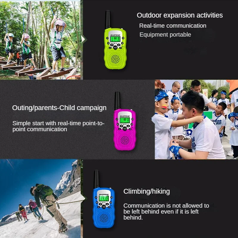 2Pcs Baofeng BF-T3 Kids Walkie Talkie Mini Two Way Radio T3 Portable Radios Best Gift for Children Wireless Communication Toy