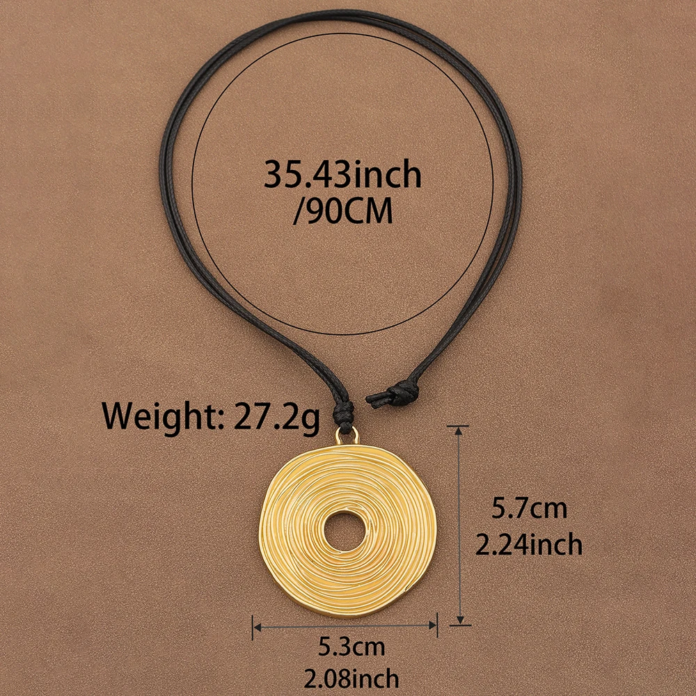 1 x Matte Gold Color Fingerprint Vortex Swirl Pattern Pendant Jewelry Simple Necklace , Suitable For Unisex Daily Wear, Gifts