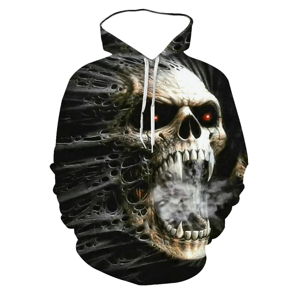 

Autumn Hip Hop Skull Hoodies 3D Printed Skull Streetwear Pullover Tops Long Sleeve Sweatshirts Men Leisure Fashion Sweatshirt