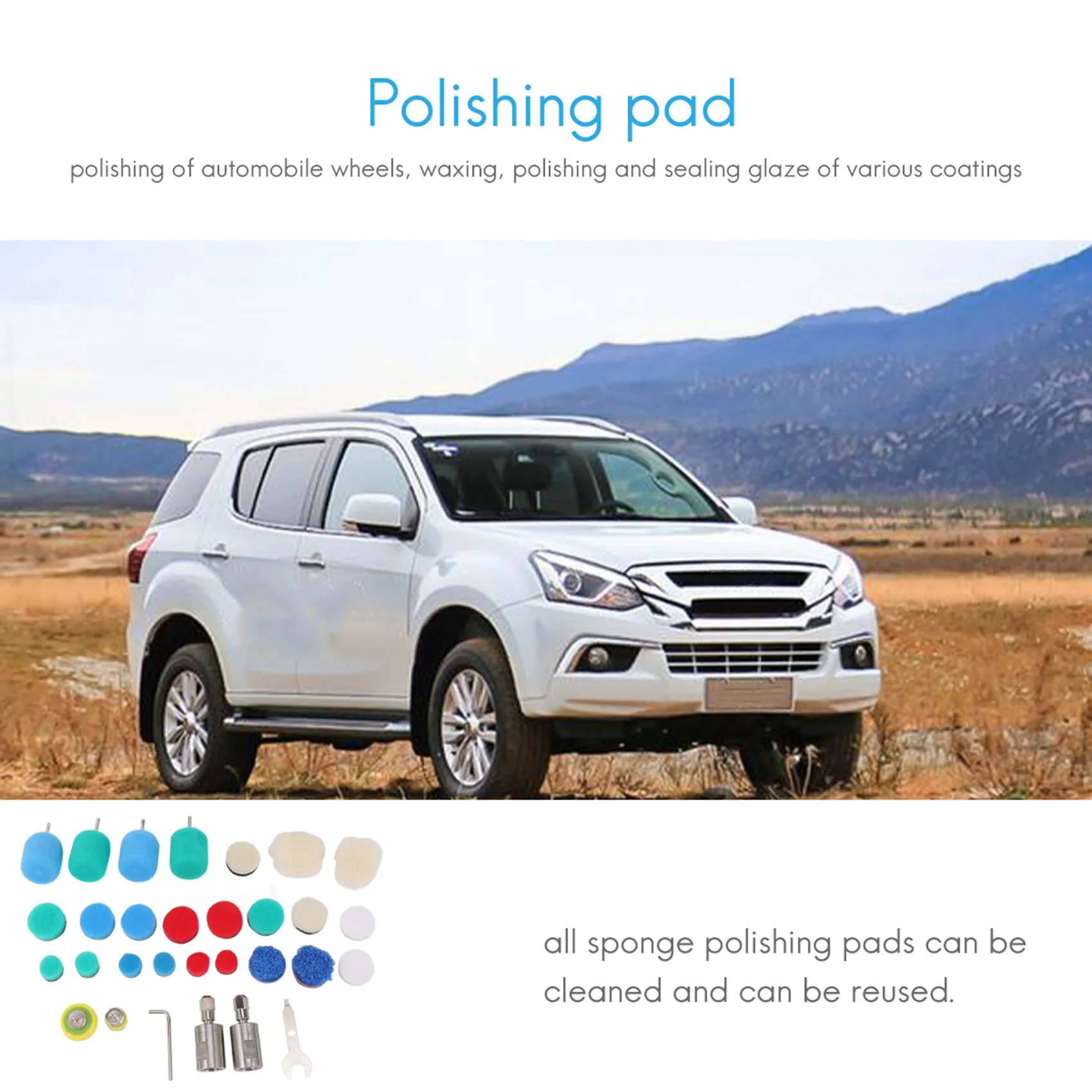 Mini eje pulidor de detalles, Kit de almohadilla de pulido de taladro de espuma para coche con rosca M14 de 5/8 pulgadas, herramienta rotativa/máquina pulidora