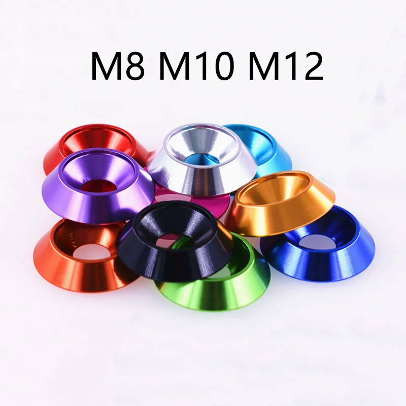 

1Pcs M8 M10 M12 Aluminum Colorful Countersunk Umbrella Flat Head Screw Concave Conical Decorative Groove Washer Anodized Gasket