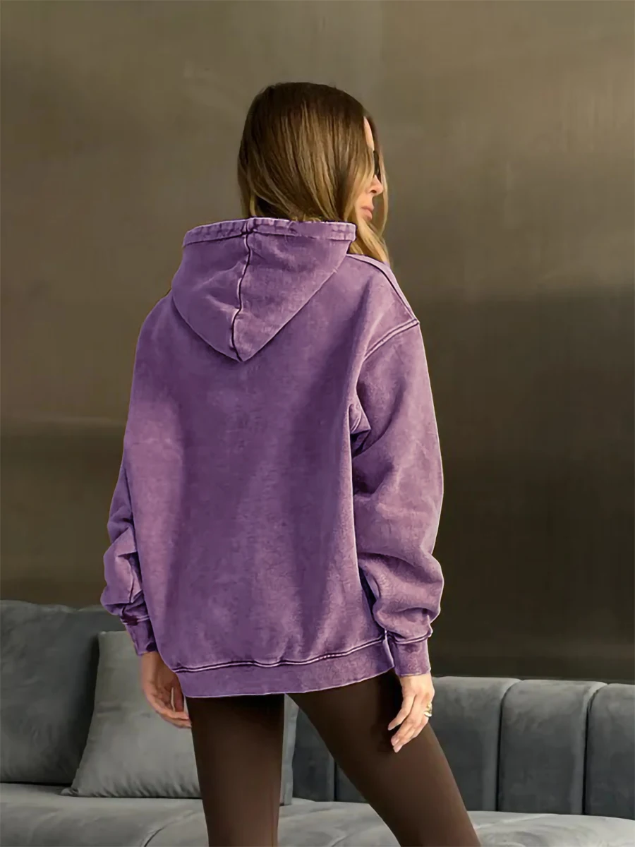 Wolfeel Women's Hooded Sweatshirt Set Long Sleeved Pullover Hooded Sweatshirt Loose Fit Casual Spring and Autumn Sportswear