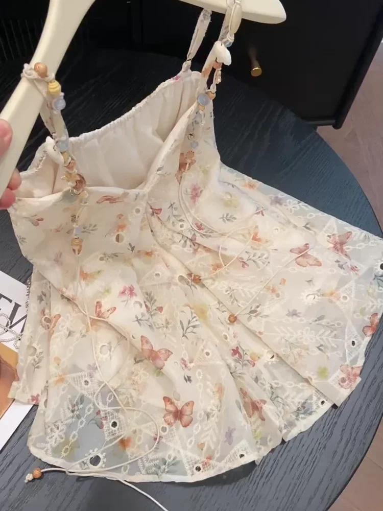 

Летний женский топ свободного кроя с вышивкой и принтом, плиссированный, повседневный, без рукавов