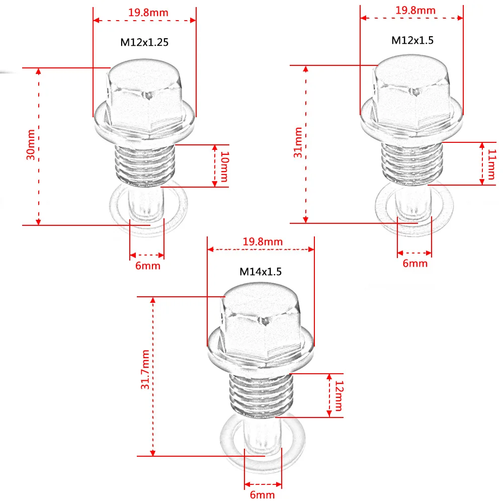 Hypertune - M12*1.25 M12*1.5 M14*1.5 Magnetic Engine Oil Pan Drain Sump Filter Adsorb Plug Bolt HT-ODP12125/ODP1415/DOP1215