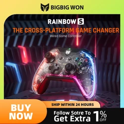 BIGBIG WON C1 lite S Wired Game Controller For Switch PS4, Win10/11 With Joystick RGB Light Audio Rainbow Athletic Alterations