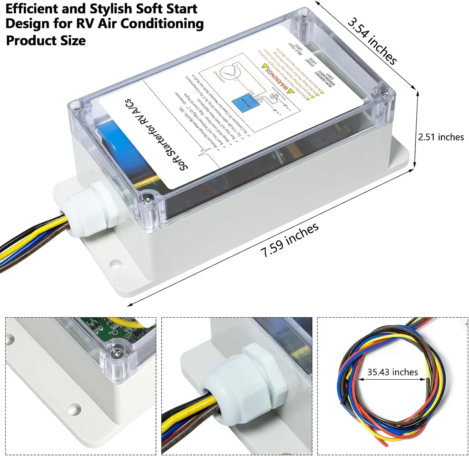 Soft Start for RV Air Conditioners, Reduces Inrush Current by 70%, Waterproof Reverse Motor Protection for Hom,Easy DIY Install,