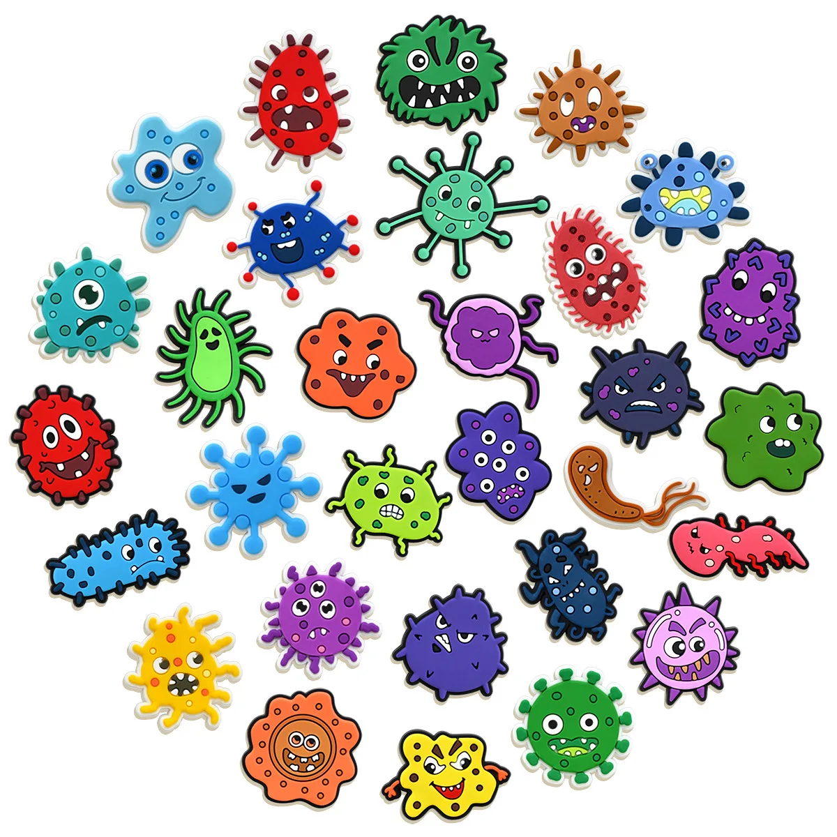 

2/10/30pcs funny bug virus PVC shoe buckle charm accessories decorations for sandals sneaker clog wristbands bracelets kids gift