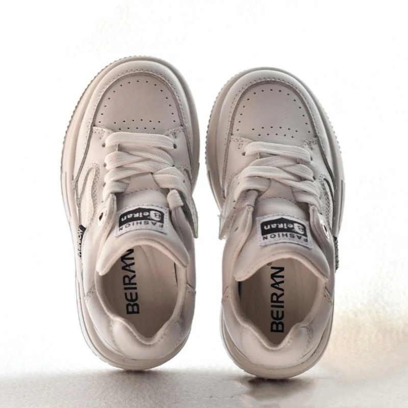 Couro de vaca crianças sapatos de skate outono primavera macio respirável tênis das crianças couro genuíno meninos meninas sapatos casuais