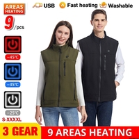USB Heating Vest Jacket Winter Warm Vests Infrared 9 Heating Areas Vest Jacket Motorcycle Electric Heated Vest For Men Women