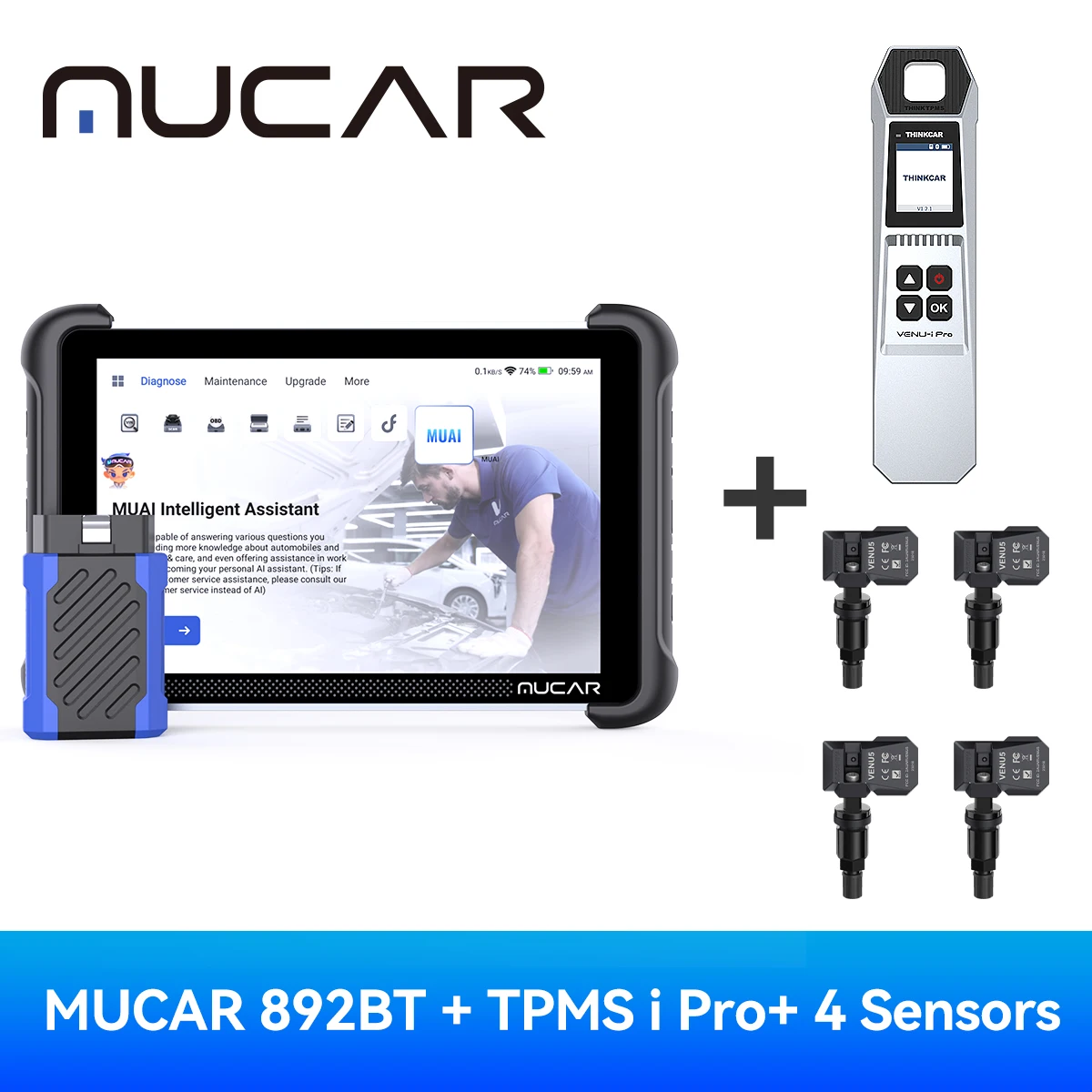 

Бесплатное пожизненное обновление MUCAR 892BT obd2 Диагностический инструмент CAN FD DOIP Диагностика всех систем 34 Сброс кодирования ЭБУ Двунаправленное управление