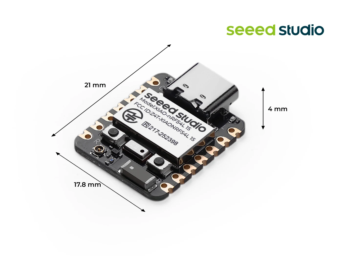 Seeed XIAO nRF54L15 Sense, IoT BLE 6,0 Zigbee Thread Calçada, Cortex-M3 de 128MHz, con micrófono y IMU de 6 ejes para detección de movimiento de audio