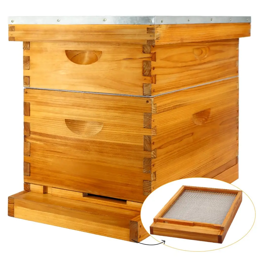Free ShippingMay 8 Fe Sned Bottom Board Hive Dipped In Original Swax, Hives Kit Includes 1 Deep Box & 1 Medium Hive Box With Hiv