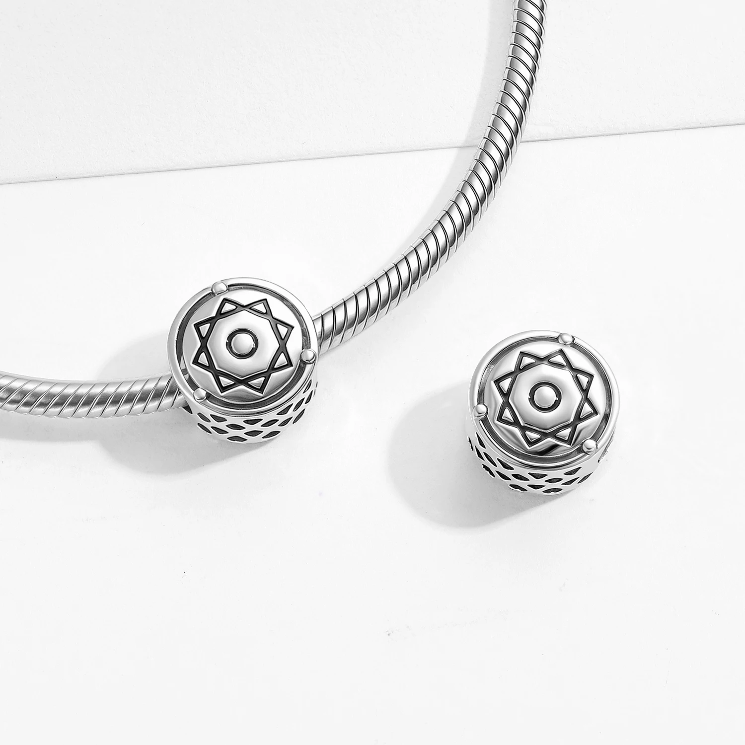 

kataoka 925 Sterling Silver Octagonal Star Symbol Box Symbols Charm Bead Jewelry Gift Fit Original Bracelet Diy Jewelry kataoka