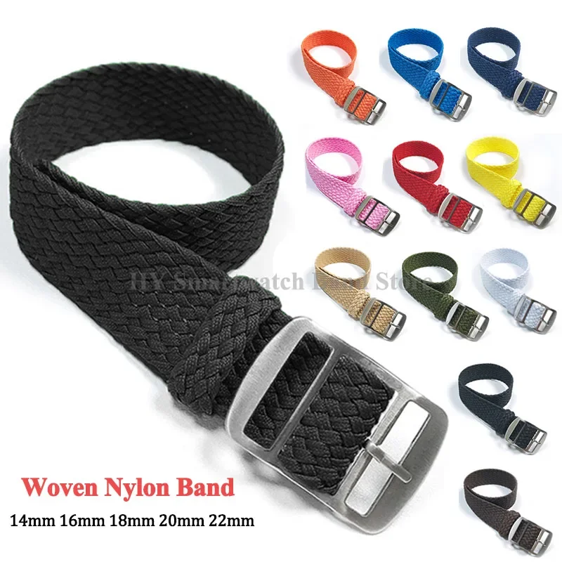 Fabric Woven Nylon Watch Band 14mm 16mm 18mm 20mm 22mm for Perlon Soft Strap Replacement Wrist Band Men Women Sport Bracelet