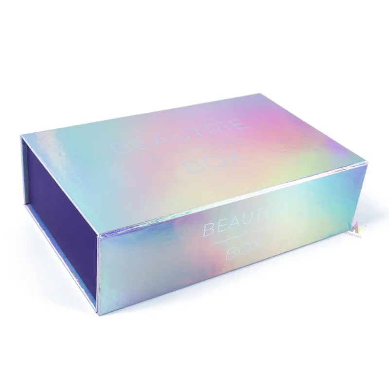 Custom Luxury foldable holographic package hair packaging boxes luxury for small business bridesmaid proposal gift box