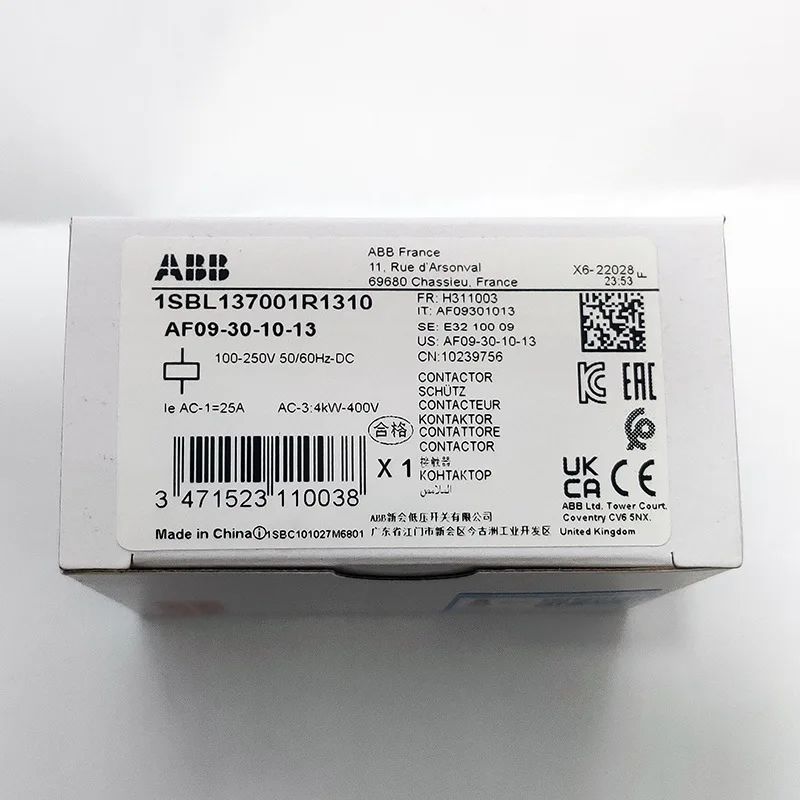 

2025 ABB AF Series Contactors AF09- 30-10-13 * 100-250V AC/DC; 10239756