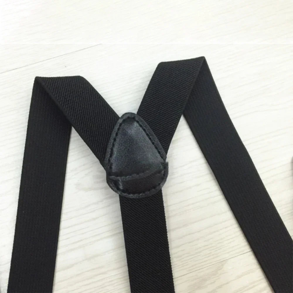 Heavy Duty Black Elastic Suspenders for Men Fashionable and Washable Size 2 5cm x 20cm (80cm Left & 80cm Right)